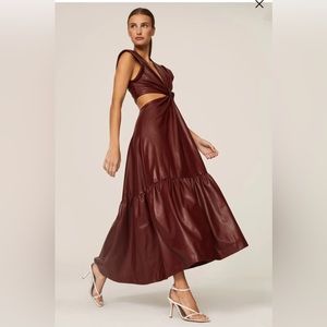 Red faux leather dress